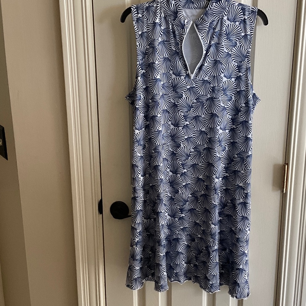 Gottex Navy and White Patterned Mini Dress